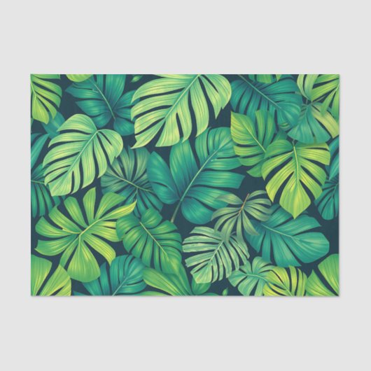 Tropical Monstera Leaves Jungle Pattern Seidenpapier (Vorderseite)