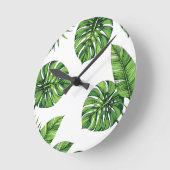 Tropical Monstera Leaves Seamless Pattern Green Runde Wanduhr (Winkel)