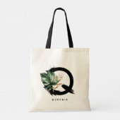 Tropical Monstera Letter Q Monogram Bridesmaid Tragetasche (Rückseite)
