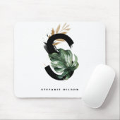 Tropical Monstera Letter S Monogram Personalisiert Mousepad (Mit Mouse)