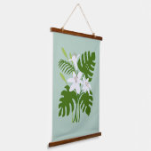 Tropical Monstera & Lily Wandteppich Mit Holzrahmen (Gewinkelt)