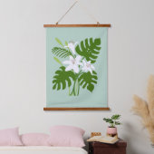 Tropical Monstera & Lily Wandteppich Mit Holzrahmen (Schlafzimmer)