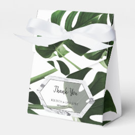 Tropical Monstera Marble Wedding Geschenkschachtel
