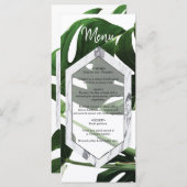 Tropical Monstera Marble Wedding Menükarte (Vorne/Hinten)