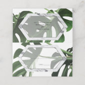 Tropical Monstera Marble Wedding Platzkarte (Außenseite Aufgefaltet)