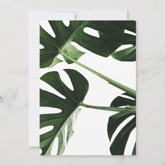 Tropical Monstera Marble Wedding Save The Date (Rückseite)
