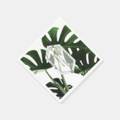 Tropical Monstera Marble Wedding Serviette (Ecke)