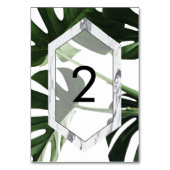 Tropical Monstera Marble Wedding Tischnummer (Vorderseite)