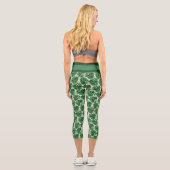 Tropical Monstera Muster florale dunkelgrüne Gewoh Capri Leggings (Rückseite)