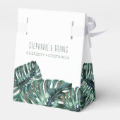 Tropical Monstera Palm Beach Wedding Retro Geschenkschachtel (Rückseite)