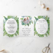 Tropical Monstera Palm Blätter All in One Wedding Dreifach Gefaltete Einladung (Innenseite)