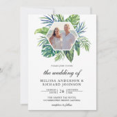 Tropical Monstera Palm Blätter All in One Wedding Einladung (Vorderseite)