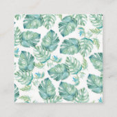 Tropical Monstera Palm Blätter Quadratische Visitenkarte (Rückseite)