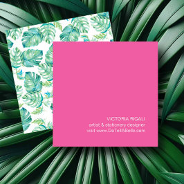 Tropical Monstera Palm Blätter Quadratische Visitenkarte