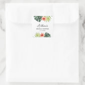 Tropical Monstera Palm Bridal Shower  Quadratischer Aufkleber (Tasche)