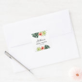 Tropical Monstera Palm Bridal Shower  Quadratischer Aufkleber (Umschlag)