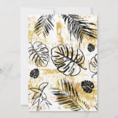 Tropical Monstera Palm Gold Black Feiern Einladung (Rückseite)