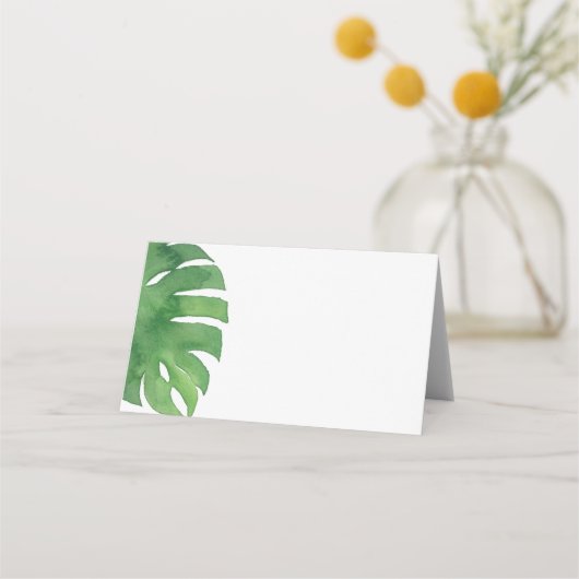 Tropical Monstera Palm Leaf Blank Platzkarten (Vorderseite)