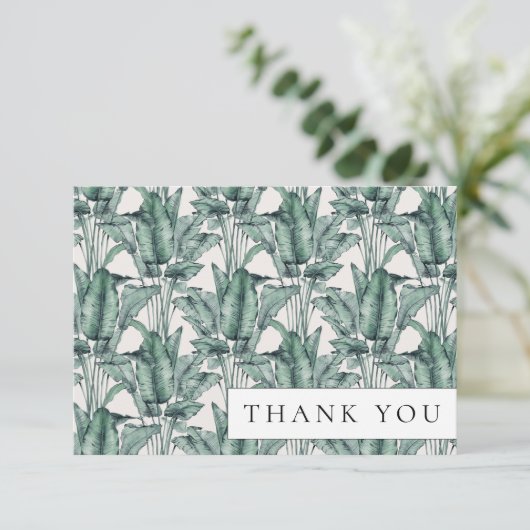 Tropical Monstera Palm Leaf Dankeskarte (Stehend Vorderseite)