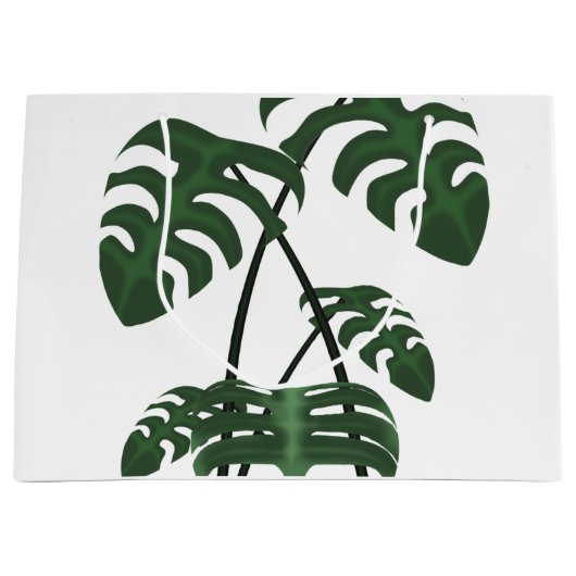 Tropical Monstera Palm Leaf Gift Bag Große Geschenktüte (Vorderseite)