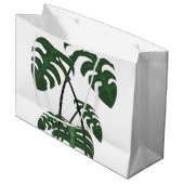 Tropical Monstera Palm Leaf Gift Bag Große Geschenktüte (Vorderseite Schrägansicht)