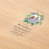 Tropical Monstera Palm Leaves Photo Wedding Acryleinladungen (Ablage )