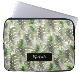 Tropical Monstera Palm Pastel Mit Monogramm Laptopschutzhülle