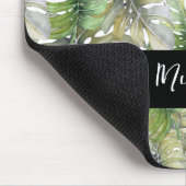 Tropical Monstera Palm Pastel Mit Monogramm Mousepad (Ecke)