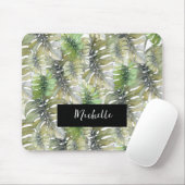 Tropical Monstera Palm Pastel Mit Monogramm Mousepad (Mit Mouse)
