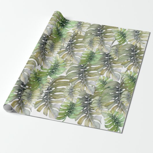 Tropical Monstera Palm Pastel Muster Geschenkpapier (Ungerollt)