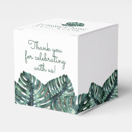 Tropical Monstera Palm Retro Beach Wedding Square Geschenkschachtel