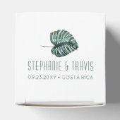 Tropical Monstera Palm Retro Beach Wedding Square Geschenkschachtel (Oben)