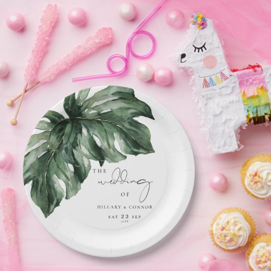 Tropical Monstera Pappteller (Party)