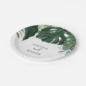 Tropical Monstera Polterabend Paper Plate Pappteller (Schrägansicht)