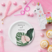Tropical Monstera Polterabend Paper Plate Pappteller (Party)
