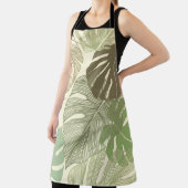 Tropical Monstera Retro HandGezeichnet Muster Schürze (InSitu)