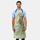 Tropical Monstera Retro HandGezeichnet Muster Schürze (Getragen)