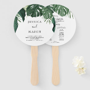 Tropical Monstera Round Wedding Program Fan Fächer