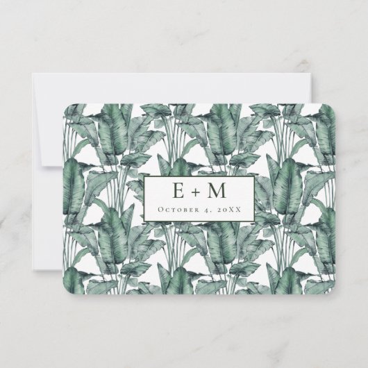 Tropical Monstera Save the Date (Rückseite)