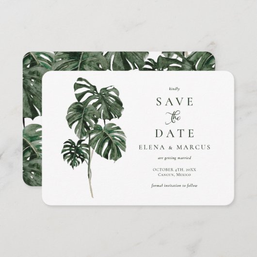 Tropical Monstera Save the Date (Vorne/Hinten)