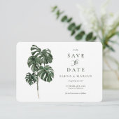 Tropical Monstera Save the Date (Stehend Vorderseite)