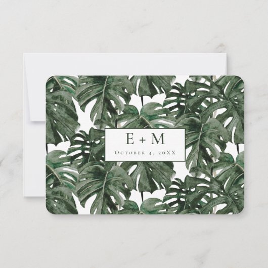 Tropical Monstera Save the Date (Rückseite)