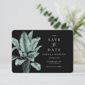 Tropical Monstera Save the Date (Stehend Vorderseite)