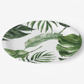 Tropical Monstera Sommerstrand Elegante Hochzeit Pappteller (Schrägansicht)