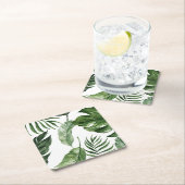 Tropical Monstera Sommerstrand Elegante Hochzeit Rechteckiger Pappuntersetzer (Vor Ort)