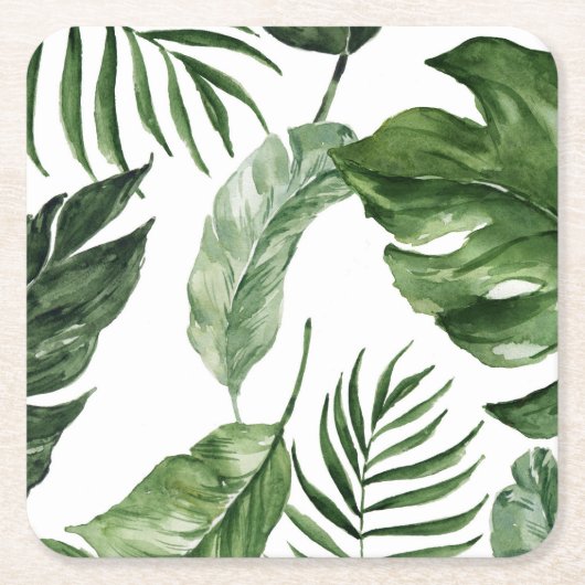 Tropical Monstera Sommerstrand Elegante Hochzeit Rechteckiger Pappuntersetzer (Vorderseite)