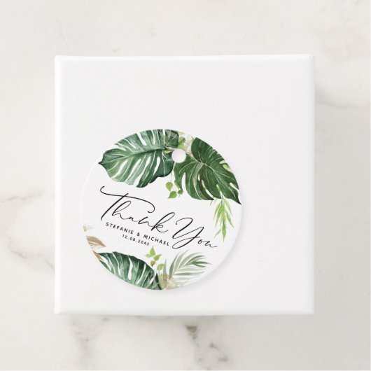 Tropical Monstera Summer Wedding Danke Geschenkanhänger (Beispiel)
