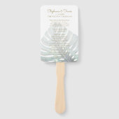 Tropical Monstera Tan Wedding Program Hand Fan Fächer (Vorderseite)