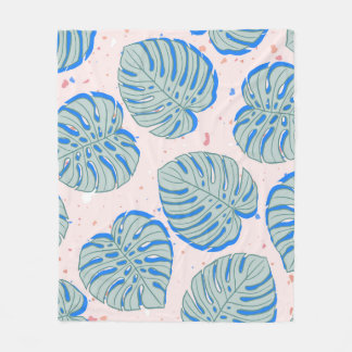 Tropical Monstera: Terrazzo Vintages Muster Fleecedecke