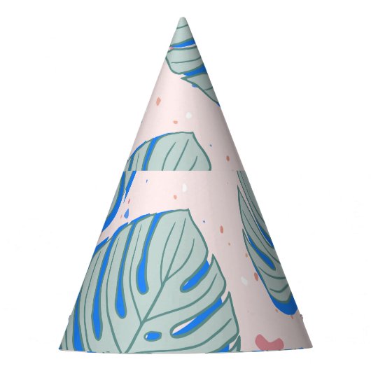 Tropical Monstera: Terrazzo Vintages Muster Partyhütchen (Vorderseite)